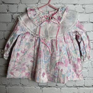 VTG Cradle Togs Girls Dress Floral Lace Frilly Ruffles Bows Size 18 Month BEAUTY